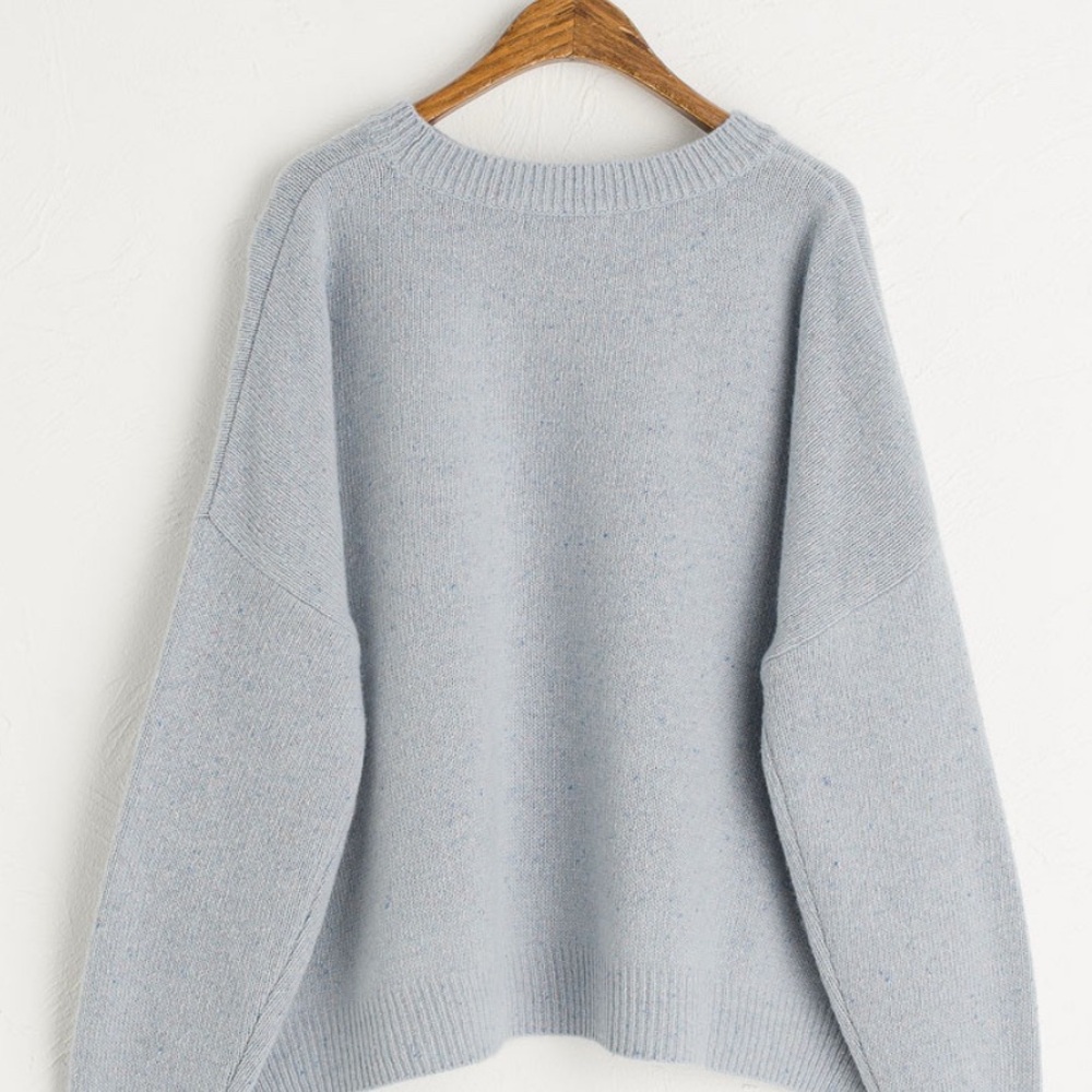 Women's Light Blue Crew Neck Sweater - Picture 4 of 4